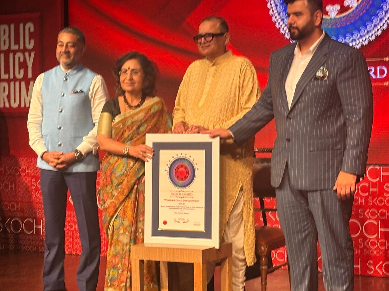 उत्तराखण्ड राज्य बाल अधिकार संरक्षण आयोग को मिला प्रतिष्ठित गोल्ड स्कॉच अवॉर्ड
